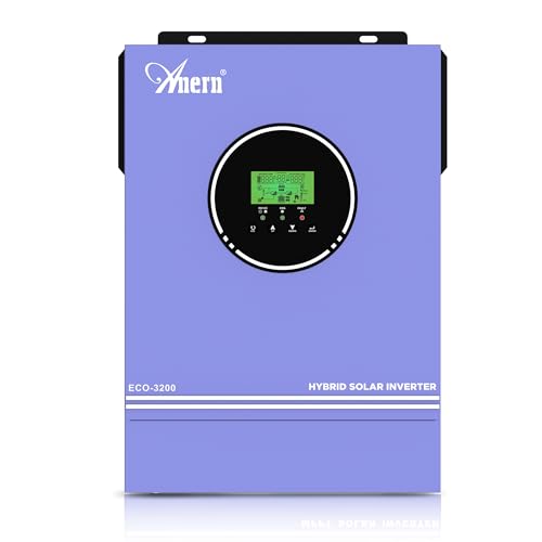 Anern Inverter solare ibrido da 3000W 24VDC a 220 V/230 VAC con regolatore solare 80A, ingresso PV max.400V, funzionamento con batterie al piombo da 24V e al litio