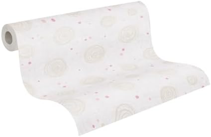 A.S. Création Lilly & Luis papel pintado no tejido con motivo para niños en beige, crema, rosa – papel pintado a círculos 10,05 x 0,53 m – 771393