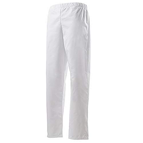 Pantalon blanc mixte ROBUR en polycoton avec ceinture élastique pour la cuisine