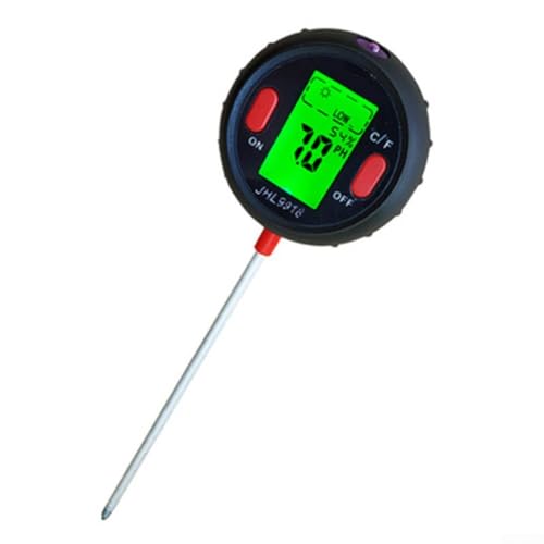 Probador de suelo, medidor hortícola 5 en 1 con higrómetro, medidor de pH de iluminancia, detector de humedad y luz del suelo de jardín