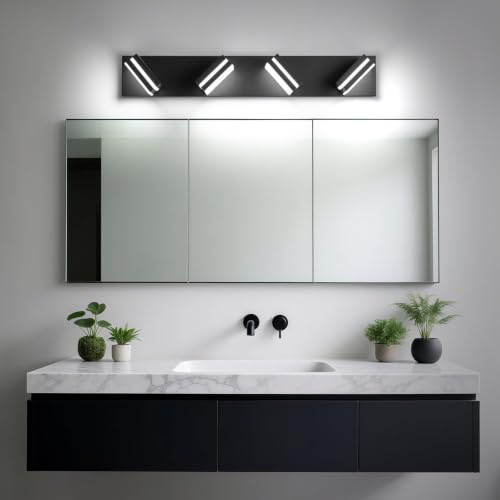 Image of Modern LED Black Acrylic Bathroom Lights Fixtures 4-Light