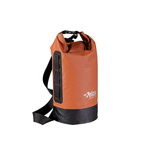 Pelican Waterproof Dry Bag - Exodry - Thick & Lightweight - Roll Top Dry Compression Sack Keeps Gear Dry for Kayaking, Boating, Beach, Rafting, Hiking, Camping and Fishing (10L), Terra; Black; Gray