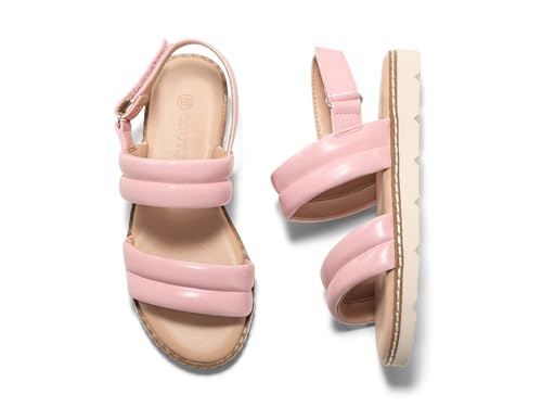 Image of Coutgo Girls Sandals Comfort Open Toe Flat Sandal Summer Dress Shoes with Adjustable Back Strap