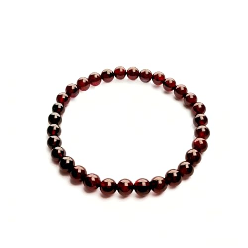 FXNPLK 6mm Wine Red Natural Garnet Elastic Bead Bracelet for Women
