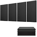 Moukey Acoustic Panels 4 PCS, 2.4“ Thick Fiberglass Soundproof Wall Panels 24''x12'', Self-adhesive Sound Absorbing Panels for Studios, Office, Home Theater (Black)