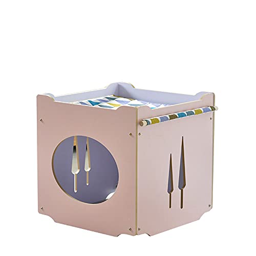 Siqi Holz Katzenhaus Kaninchenversteck Mit Hängematte Stapelbar Zusammenklappbarer Katzenwürfel Zimmer Spleißen Hase Katze Kletterkombination-E