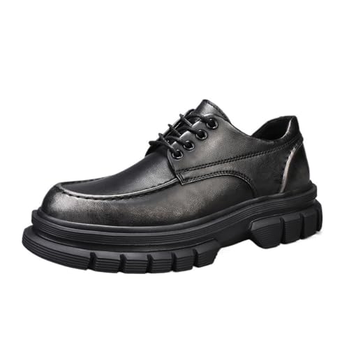 Retro Dress Oxford Shoes Platform Lace Up Casual Round Toe Non Slip Heightening Shoes Business Commuting Party Daily