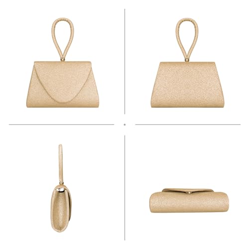 Image of Larcenciel Women's Evening Handbags, Glitter Sequin Evening Purse w /Chain, Ladies Top-Handle Clutch Party Bag,7.9x5.3x1.6in