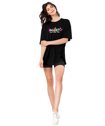 Image of SHODOX Bio-Washed Anti Bacterial 100% Pure Cotton Women's Oversized Aesthetic Premium Printed T-Shirt | Cozy Soft, Less Wrinkles Loose Fit, Drop Shoulder, Korean Baggy Style Tees for Girls