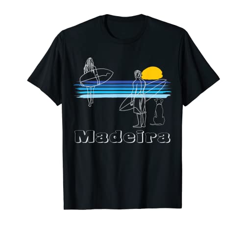 Madeira Surfing Beach Surf Guy Mädchen mit Hund T-Shirt