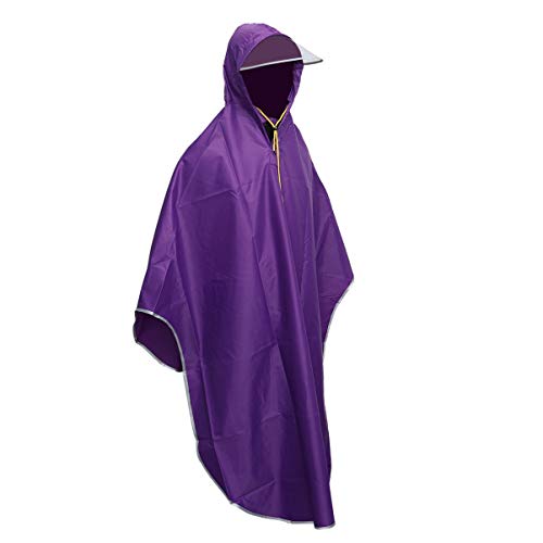 VORCOOL Mens Women Cycling Bicycle Bike Rain Cape Poncho Hooded Windproof Rain Coat Mobility Scooter Cover Outdoor Camping Tent Mat with Transparent Cap (Purple)