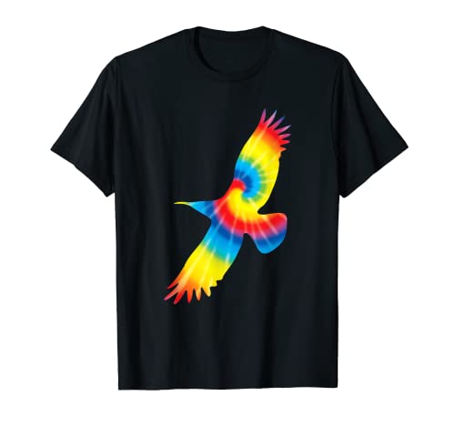 Tie Dye Chough Rainbow Print Bird Crow Hippie Peace Regalo Camiseta