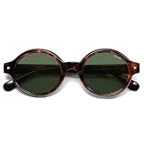 SOJOS Small Retro Round Polarized Sunglasses for Women Men, 80s 90s Vintage Hippie Sunnies SJ2602, Tortoise/Green