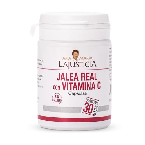 Ana Maria Lajusticia - Jalea real con Vitamina C – 60 cápsulas. Combate el cansancio, decaimiento y falta de energía. Refuerza el sistema inmunitario. Envase para 30 días de tratamiento.