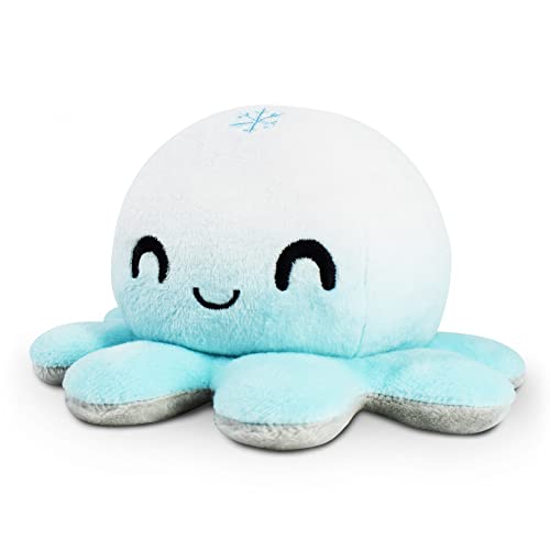 Image of TeeTurtle Reversible Octopus Plushie 4-Inch Snowflake + Cloud Two-Sided Flip Plush Toy with Embroidered Details - Cute Mini Collectible Plush for Kids, Teens, and Adults