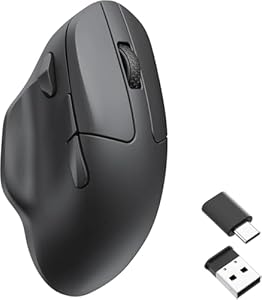【国内正規品】Keychron M7 ワイヤレス・ゲーミングオプティカルマウス、2.4 GHz/Bluetooth 5.1/有線の3モード対応、PixArt 3395センサー、プログラム可能なボタン搭載、サイドスクロールボタン搭載、最大26,000 DPI/650IPS, 65g軽量、人間工学デザイン for Windows Mac Linux (ブラック)