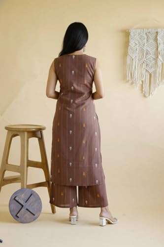 Image of ANNI Designer Women's Viscose Straight Printed Kurta with Palazzo Co-Ord Set | Two Piece Ethnic Kurta Set for Women | Sleeveless Straight Kurti with Palazzo Bottom | Indian Dress