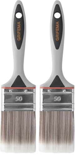 GRIFEMA GA4201-1, Pinceaux à Peinture 2 Pouces, Pinceau Plat, pour Meubles, Murs, Clôtures, Largeur des Poils 50 mm, 1 Pièce (Lot de 2)