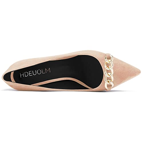 HDEUOLM Women High Chunky Block Heel Pointed Toe Pumps Slip-on Wedding Office Dress Shoes4