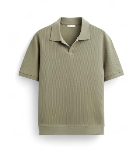 Image of Alan Jones Clothing Men's Textured Polo T-Shirt | Classic Short Sleeve Polo for Casual Wear