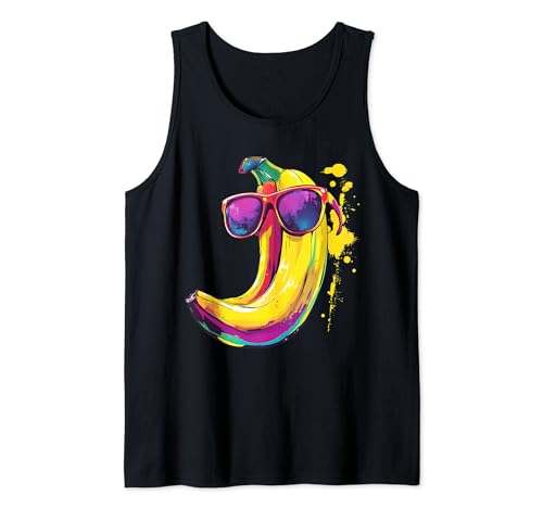 Plátano con gafas de sol divertido plátano hombre mujer Camiseta sin Mangas