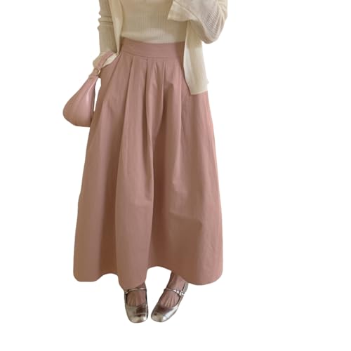 Women's Elastic Waist mid Length Skirt A-line Midi Swinging Open Skirt Women's Skirts