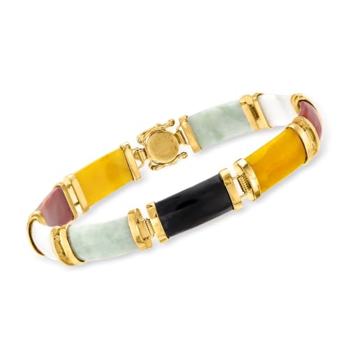Image of Ross-Simons Good Fortune Jade Bracelet in 18kt Gold Over Sterling