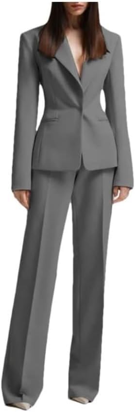 Womens Suits 2 Piece Set Wide Pants Outfits Pantsuits Tuxedos Wedding Business