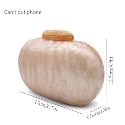 Image of Acrylic Evening Clutch Bag for Women Shell Shape Shoulder Crossbody Bag Glitter Marble Purse Handbag