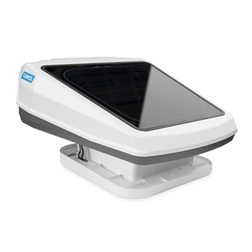 Camco RV Skylight Vent Fan Plus, RV Roof Vent Fan with Wireless Remote, 12V Camper Ventilation Exhaust Fan, Oscillating Intake & Exhaust for Travel Trailer Motorhome, Fits 14” x 14” RV Vent Opening