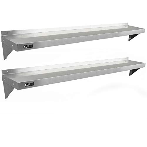 Veloci e facili da montare 2 Mensole a Muro in Acciaio Inossidabile Inox per Cucina Commerciale Mensole a Parete per Ristoranti Catering Resistente alla Corrosione 194cm x 30cm