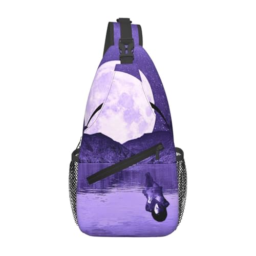 Bolso Pecho Morado Supermoon Crossbody para Senderismo