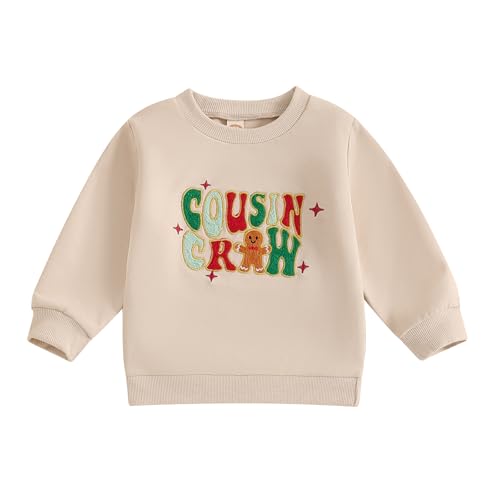 Baby Girl Christmas Outfit Toddler Gingerbread Cousin Crew Sweatshirt Oversized Sweater Kids Fall Winter Clothes
