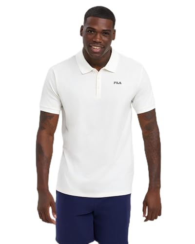 FILA Men's Porter Polo Shirt, Off White, X-Large