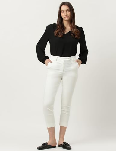 Image of Marks & Spencer Womens Solid Mid Rise Slim Fit Trouser