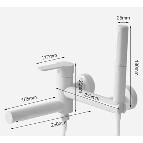 Mitigeur bain douche blanc et laiton pour baignoire moderne - 3