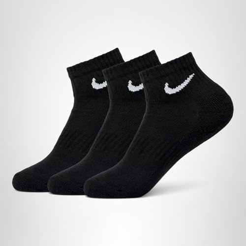 Nike Unisex Everyday Cushioned Training Ankle Socks (3 Pairs), Black/White, Small - 5
