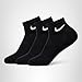 Nike Unisex Everyday Cushioned Training Ankle Socks (3 Pairs), Black/White, Large