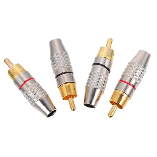 EXQUIMEUBLE 4個 金メッキオーディオプラグ 製ビデオコネクター スピーカーケーブル接続用 対応 端子取付簡単 耐久性 設計