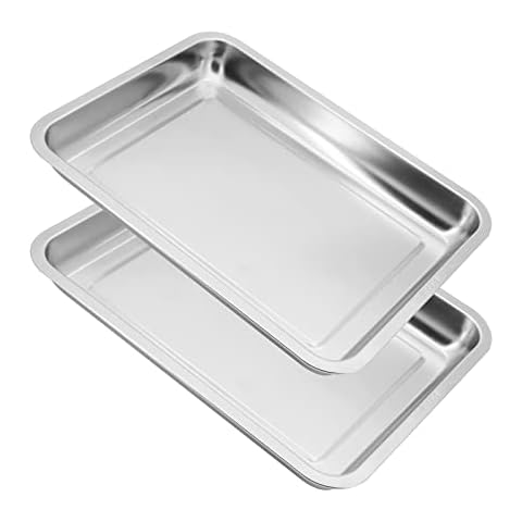 MoYouno Backblech 2er Set, Backblech, Rechteckiges Ofenschale -zum Backen Kochen Servieren, ungiftig & Gesund, Hochglanzpoliert & Spülmaschinenfest Cover