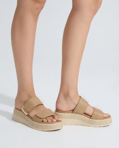 Image of UBFEN Womens Platform Wedge Sandals Orthopedic Arch Support | Espadrille Slides, Comfortable Cushioned, Dressy for Summer Walking, Beach Vacation