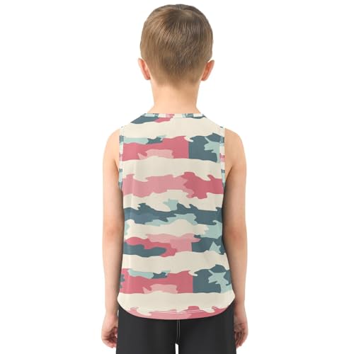 Boys Tank Top Shirts Camouflage Stripes Camo Sleeveless T-Shirts Crew Neck for Kids Clothing Children3