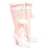 Womens Knee High Winter Boots Fur Trim Quilted Tall...
