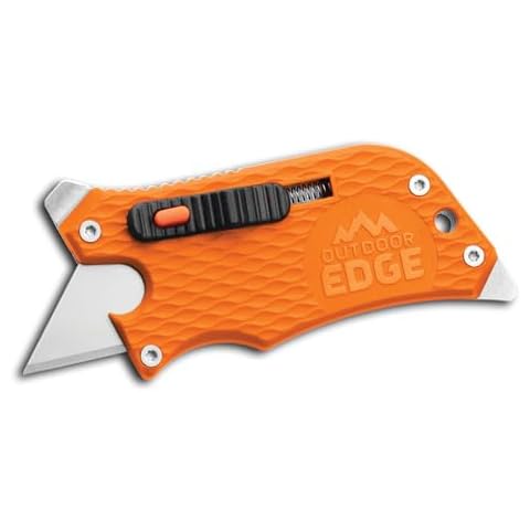 Outdoor Edge SlideWinder - Utility Knife Multitool with Standard Replaceable Razor Blade, Screwdrivers, Prybar, Bottle Opener and Pocket Clip with Locking Auto-Retracting Blade (Orange) Cover