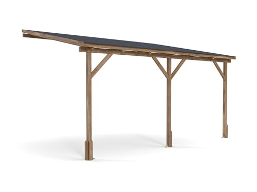 Dunster House Lean-To Gazebo Kit 4x3m – Wall-Mounted Wooden Garden Shelter with Canopy – Permanent, Stylish Outdoor Cover Ideal for Patios, Hot Tubs or Seating – Utopia