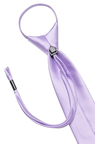 Image of Hi-Tie Zipper Lavender Paisley Ties for Men Adjustable Pre-Tied Necktie Lapel Pin Pocket Square Cufflinks Set