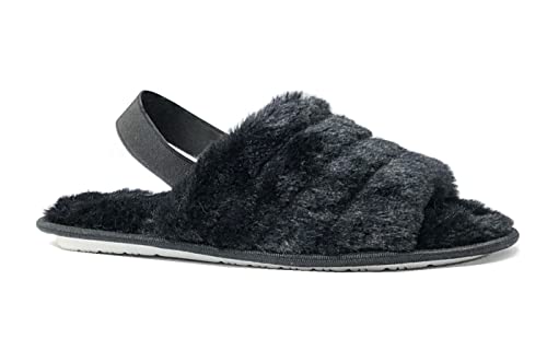 Women's Fuzzy Fur Slide Memory Foam Open Toe Slipper