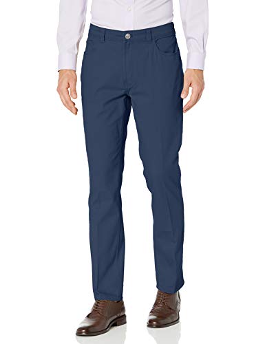 Van Heusen Men's 5 Pocket Straight Fit Pant, Cadet Navy, 30W x 32L