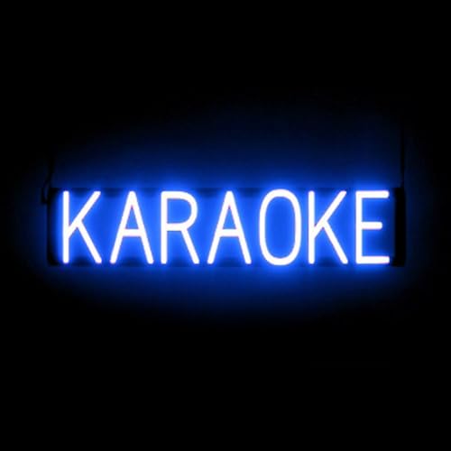 Image of SpellBrite LED Neon KARAOKE Sign for Business - Blue, 29 inch x 6 inch | Ultra-Bright Click-Together Signage for Bars & Restaurants, with Visibility from 500 ft - 8 Animations, 6 Brightness Levels