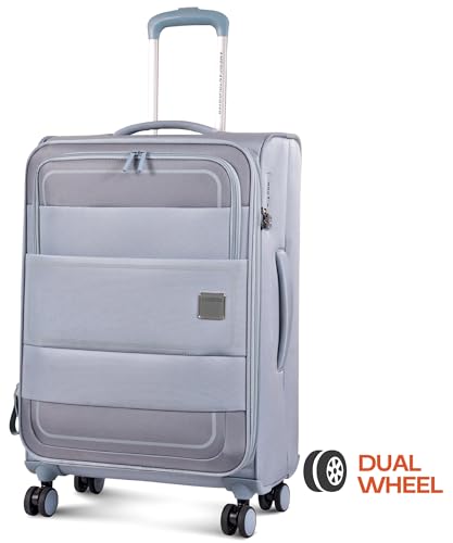 Image of American Tourister Philly TSA Soft-Sided Suitcase 8 Wheels |Anti-Theft Zippers| Luggage Trolley (Grey, Large 82 cm)